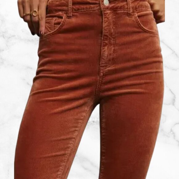 NWT | ANTHROPOLOGIE The Icon Flare Corduroy Jeans Rust US Women's 16W - Picture 1 of 12